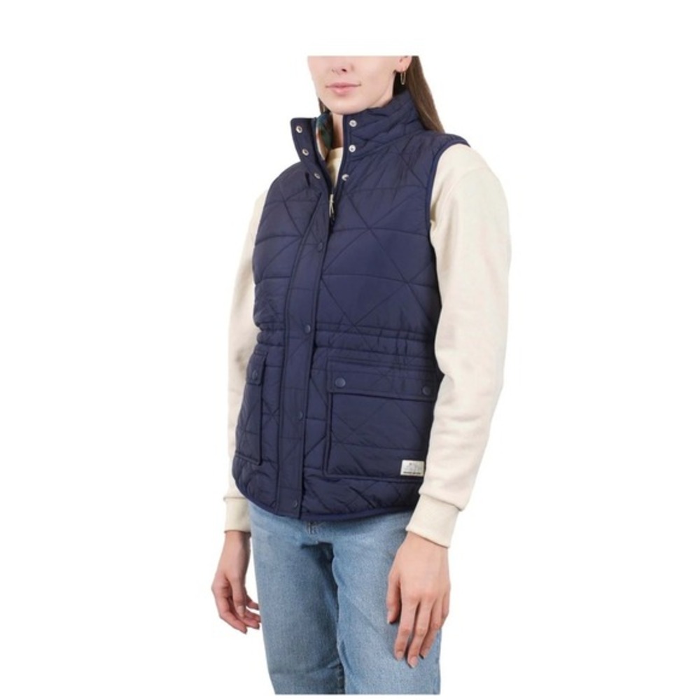 New Mountain and Isles‎ Quilted Vest Puffer Lightweight Snap Button Navy XS